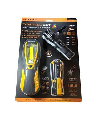 Farpoint Do-It-All Set Tactical Flashlight Utility Worklight 8-In-1 Screwdriver